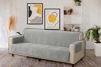 KINGLY Velvet Quilted Universal Elastic Sofa Cover Non-Slip Sofa Protector 5 Seater