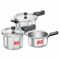 Prestige 2L+3L+5 Litres Svachh Outer Lid Aluminium Combo Pressure Cooker with 2 Lids 