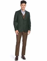 Arrow Men's Rayon Single Breasted Business Casual Blazer (ARAESU5530_Green