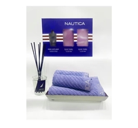 Nautica 100% Cotton Towel Set with Reed Diffuser (600 GSM, Grapemist, 1 Hand Towel, 2 Face Towels, 1 Reed Diffuser)
