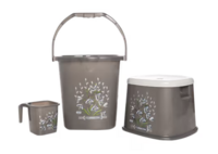 Jalore Square Plastic Bathroom Set (Grey) 3 pieces [location specific]