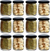 Apply coupon 99/199: Croco Crown Shape Glass Jars With Airtight Snug Seal Container Set For Kitchen And Rustproof Metal Lid, Spice & Honey Glass Jars (250Ml) (12), Black
