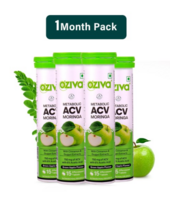 OZiva Set Of 4 Green Apple Flavour Apple Cider Vinegar ACV Moringa Tablets - 15 Tabs Each