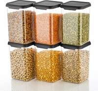 E-COSMOS Plastic Square Container Set for Kitchen Storage - 1100ml Containers | (Pack Of 6)