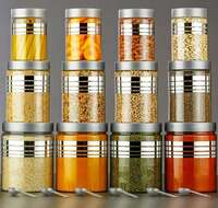 E-COSMOS Durable 12-Piece Airtight Kitchen Storage Containers - Clear Plastic Set with Free Spoons in Various Sizes (1200ml, 650ml, 350ml) Pack Of 12, Clear