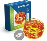 Crompton 100 LEDs 10 m Yellow Steady String Rice Lights  (Pack of 1)