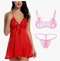 FLUTE Women's Net Floral Above Knee Babydoll (Pack of 2) Free Size 