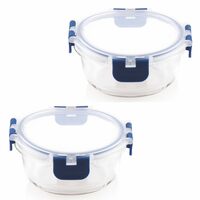 ATTRO Glassox Borosilicate Round Glass Lunch Box 400ml Set of 2 [Apply ₹45 Off Coupon]