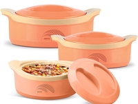 MILTON New Marvel Jr Inner Steel Casserole Gift Set of 3, Orange | Hot Food | Insulated | Fresh Food | Easy to Carry | Not for Microwave | Food Grade | Roti | Curd Maker