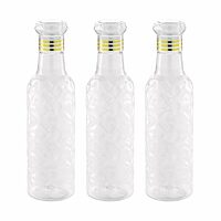 Attro Iceberg Unbreakable PET Fridge Water Bottle,Set of 3,1000 ml,Clear