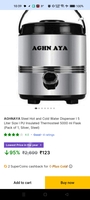 AGHNAYA Steel Hot and Cold Water Dispenser I 5 Liter Size I PU Insulated Thermosteel 5000 ml Flask