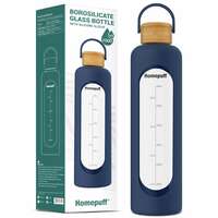 Homepuff 1000ml Glass Water Bottle – Leak-Proof, BPA-Free, with Silicone Sleeve (Blue) At Just Rs.849
