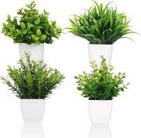 WYTE ORIGIN Artificial Potted Plants, Green Artificial Plastic Eucalyptus Plants Small Indoor Potted Houseplants, Small Faux Plants for Home Decor Bathroom Office Farmhouse. (Set-4)

