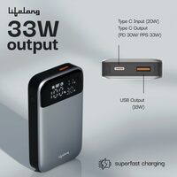 Lifelong Boost 10000 mAh Fast 33 W Cable Included Compact Size Power Bank