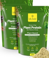 (Sample 999 ) Life Aveda Green Vital Plant Protein Powder | 16.05g Protein with EAAs | Isolate Pea, Brown Rice, Soy, Dried Dates, Chia Seeds Powder & Oats Flour | Quick Absorption, Easy Digest - 250g (Pack of 2)
