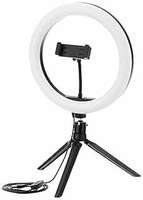 Amazon Basics LED Ring Light (10-inch) with Mini Stand, Hot Shoe Adapter and 3 Temperature Modes for YouTube, Photo-Shoot, Vlogging & More