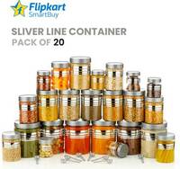 Flipkart SmartBuy Plastic Grocery Container - 1200 ml, 650 ml, 350 ml, 250 ml  (Pack of 20, Silver)