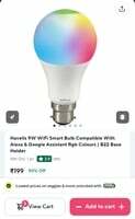 Havells 9W WiFi Smart Bulb Compatible With Alexa & Google Assistant Rgb Colours | B22 Base Holder (AVAILABLE 226018) 