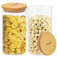 Homepuff 750ml Glass Canisters Set of 2 – Airtight Storage Jars with Bamboo Lids At Just Rs.699
