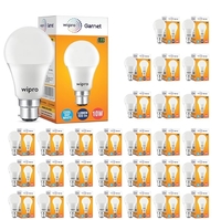 wipro Garnet 10W LED Bulb for Home & Office |Cool Day White (6500K) | B22 Base|220 degree Light coverage |4Kv Surge Protection |400V High Voltage Protection |Energy Efficient | Pack of 30