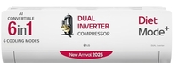 LG 2 Ton 3 Star DUAL Inverter Split AC (Copper, AI Convertible 6-in-1, Diet Mode+, Faster Cooling & Energy Saving, 4 Way Swing, HD Filter with Anti-Virus Protection, US-Q24SNXE, White)