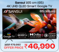 Sansui 165 cm (65 Inches) 4K Ultra HD QLED Smart Google TV