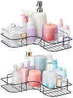  Basics Metal Self-Adhesive Organizer for Bathroom and Kitchen Pack of 2, Black