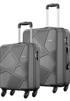  Safari Polypropylene (PP) Pentagon Hardside Small and Medium Size 4 Wheels Spinner Cabin & Check-in Luggage Set of 2 Suitcase Trolley Bags for Travel Dark Grey Color 55Cm & 66Cm 