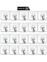 DeoDap 20-Pcs Transparent Waterproof & Oilproof Reusable Self-Adhesive Floral Wall Hooks