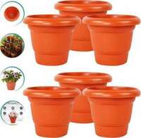 Ramanuj (Pack of 6) Gardening Flower Pots High Quality 7.5inches Plant Container Set (Pack of 6, Plastic)