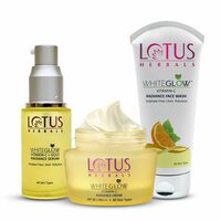 Lotus Herbals WhiteGlow Vitamin C and Gold Radiance Face Wash(100g) + Face Cream(50g) + Face Serum(30ml) | 180g