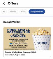  Free Small Salted Popcorn at PVR INOX!