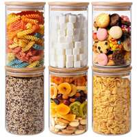 HomePuff Glass Canister Set (6 x 750ml) with Bamboo Lids – ₹1499