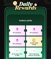 Cred Daily Rewards July 23 - win 2/5/10 cashback or 15ml fragrance diffuser oil voucher or 5g lip balm stick voucher or 15k cred coins