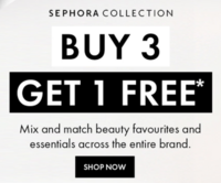 Sephora - Upto 50% off on Makeup, Skincare & more + Buy 3 Get 1 Free & more