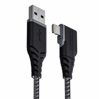 Ambrane USB to Lightning 12W Fast Charging, L Shape for Easy Holding, 480 Mbps Data Sync Cable for iPhone, iPad, Macbook, iMac, Airpods - 1.25m (ABLL-125 Black)
