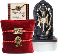 TIED RIBBONS Rakhi for Brother with Gift Combo - Set of 2 Premium Rakhis with Ram Lalla Idol Statue and Greeting Card- Raksha Bandhan Gift for Brother Bhaiya Bhabhi Kids Boys Men