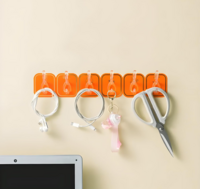 JIALTO Self Adhesive Magic Sticker Wall Hanger, Kitchen Hangers and Hooks, Durable Cloth Hanger Hooks for Wall Without Drilling, Ideal for Home Organization and Kitchen (Orange)