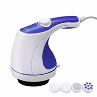 Pigeon Laze Electric Handheld Full Body Massager with 3 Massage Heads, Mesh Cover, Variable Speed Settings| For Pain Relief and Relaxation, Back, Arms, Leg & Foot| Blue & White