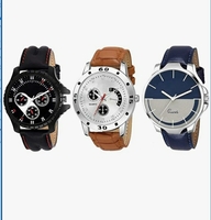 Acnos Multi-Color Premium Chronograph Design Leather Analog Combo Watches For Men And Watches, Boys (Pack Of 3)

