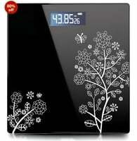 HBKOH Floral Digital Bathroom Weighing Scale for Body Weight, LCD Display, Thick Tempered Glass, Electronic Weight Machine for Human Body, Accurate Bathroom Scale.  