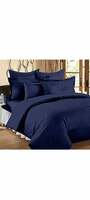 Upvolution 250 TC Cotton Double Striped Flat Bedsheet  (Pack of 1, Navy Blue)