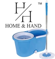 H&H Microfiber, Plastic, Steel Spin Mop with Refill, Bucket and Rod (Multicolour)