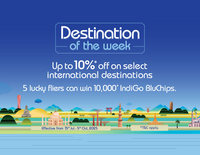 Indigo Destination Of the Week - Up to 10% Off on International Flight Fares 