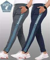 Striped Men Grey, Dark Blue Track Pants