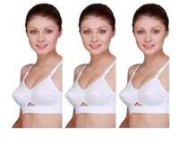 Women's Non Padded Cotton White Bras (Pack of 3)