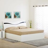 Home Centre Polaris Unicorn White Engineered Wood Queen Bed with Hydraulic Storage - 163x217cm
