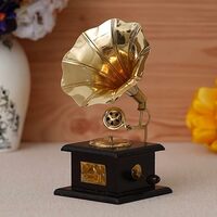 JaipurCrafts Premium Sparkle Square Gramophone Showpiece - 23 cm (Brass, Brown, Gold) (Black, Gold) (Black, Gold)