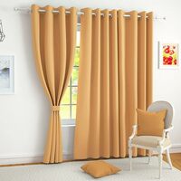 Story@Home Blackout Window Curtains 5 Feet Long Set of 1 | Plain Printed | 85% Room Darkening Curtain | Thermal Insulated | Curtains for Living Room | (118 x 152 cm, Mustard) | Perfect for Home Decor
