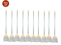 Zureni ZU-MO-10P 6" Floor Mop Stick with Super Absorbent Mop Head Sturdy Handle Amazing Cleaning for Home, Office & Commercial Use (Pack of 10, Random Color)